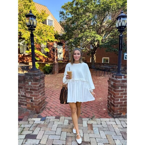 FREE PEOPLE Eleanor Sweatshirt Dress in Grey Combo Size X-Small - Picture 4 of 16